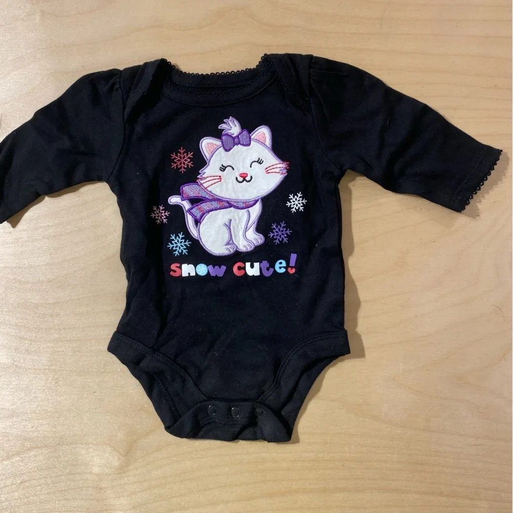 Garanimals Black Snow Cute Cat Bodysuit Newborn (OQ)